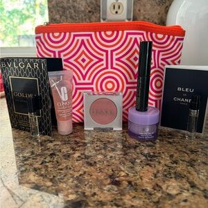 New Jonathan Adler Clinique travel cosmetic bag with beauty 6 pc skin care set